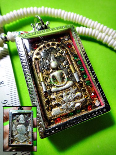 2525-THAI REAL AMULET SOMDEJ SILVER FOIL RICH LEKLAI GEMS WAT TAMFAD KING RAMA