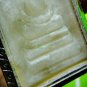 9677-REAL THAI AMULET SACRED SOMDEJ LUCKY STONE CARVE WHITE MONK GROUP WATTAMFAD