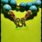 6688-HANDMADE NECKLACE BEAD HANDICRAFT W-HOOK WEARING THAI AMULET BLUE STONE