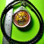 9835-ENAMEL PENDANT MEDAL THAI AMULET TIGER FACE REAL POWER LP PERN RED BIG 1998