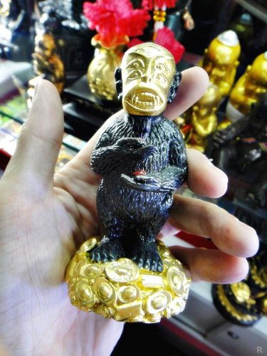 8141-HOLY GOLD FACE MONKEY SIHU-HATA KUBA SUBIN AMULET THAI GAMBLING RICH REAL