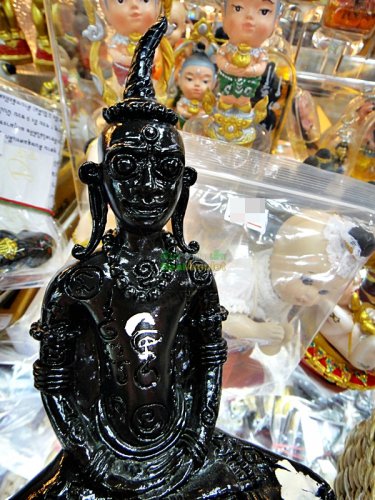 8986-THAI REAL AMULET STATUE NGUNG KHMER GAMBLING ATTRACT LUCK RICH AC KOM BLACK