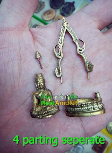 6476-THAI REAL AMULET CHINNARAJ BRONZE HAND CARVE 108 MONK MASS BLESSING WAT NOK