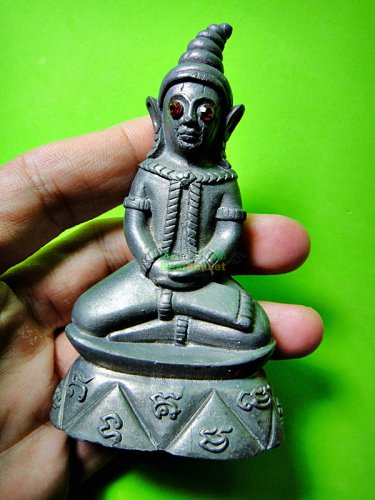 7334-THAI REAL AMULET NGUNG RED GEMS EYE MONKEY CHARMING LUCKY LP NEAN 2011 GRAY