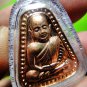 8919-THAI REAL TRIANGEL AMULET MONK GROUP BANGKLAN MASS BLESSING LP NGERN COPPER