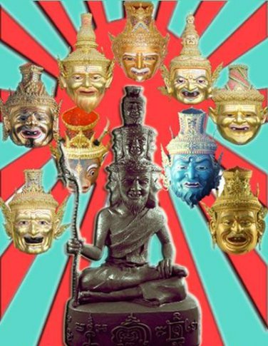 2220-MASTER LERSRI HERMIT GOD REAL AMULET THAI RICHLY MEDITATION MERCY LP PHOMA