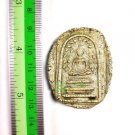 6265-OLD THAI AMULET ANCIENT MONK SOMDEJ WATRAKANG OVAL EDGE NON CUT LEAF SEATED