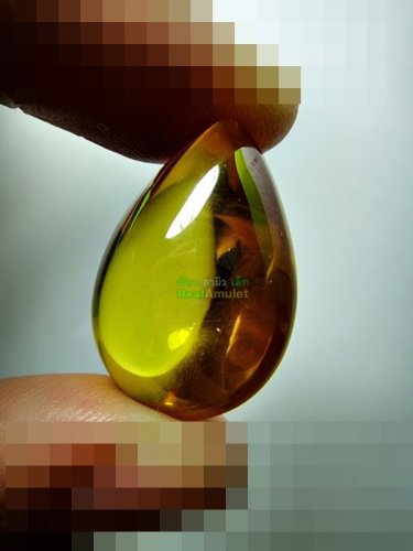 6861-HOLY LEKLAI TRANSFORM NAGA EYE CAVE RIVER STONE AMULET GEMS TEARDROP YELLOW