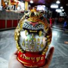 6457-THAI REAL AMULET BRONZE STATUE TIGER BALL HANDMADE YELLOW POWERFUL LP PERN