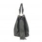 Grey Leather Drawstring Bucket Tote