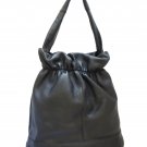 Black Leather Bucket Bag Carryall