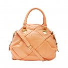Peach Pink Quilted Leather Satchel Bag