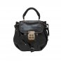 Black Leather Turnlock Tote/Messenger Bag