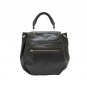 Black Leather Turnlock Tote/Messenger Bag