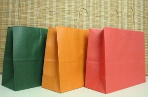 Soli color printed kraft paper bag size 33*25*12CM  10pcs/pack