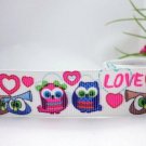 Free shipping 7/8" 22mm valentine's lover owl printed grosgrain ribbon 100yards/lot
