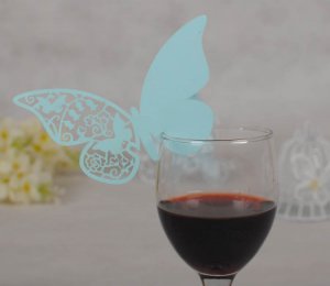 Blue Laser Cutting Butterfly Place Card,laser cut Butterfly party place cards
