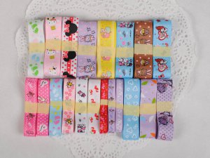 20yards Mixed 20 style printed grosgrain ribbon,DIY ribbons set