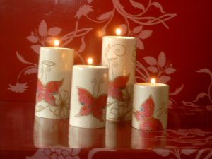 Set of four hand-made candlesticks
