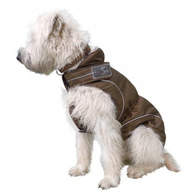 Dog Winter Coat w/ Fleece Lining Brown 13-3/4" (S/M) by DogBite