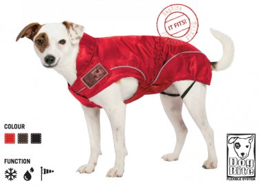 Rain Jacket / All-Year Jacket for Dogs, (M) 15.5, Red Water Resistant