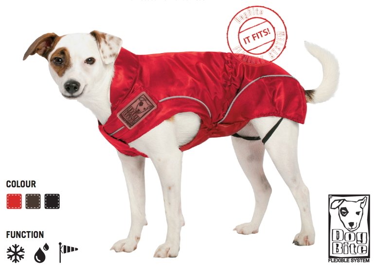 Dog Rain Jacket / AllYear Jacket, (XL) 211/4", Red, Weather Resistant