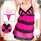 New Sexy Lingerie Babydoll Hot Lace Pink Dress G-String 6