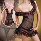New Sexy Lingerie Babydoll Hot Lace Black Dress G-String 22