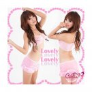 New Sexy Lingerie Babydoll Hot Lace pink Dress G-String 75