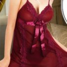 New Sexy Lingerie Babydoll Hot Lace red Dress G-String 96