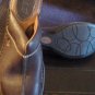 BRAND NEW BORN MULES / CLOGS BROWN LEATHER UPPER BEIGE STITCHING ON TOP SZ 10M