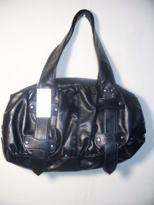 BLACK PURSE BAG SHOULDER BAG SILVER HARDWARE BRAND NEW NEVER USED FAUX LEATHER