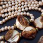 THREE STRAND CHAMPAGNE PEARL NECKLACE GOLD AND BRONZE ACCENTS