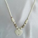 1047N 16" Bone necklace with Bone Leaf pendant.