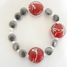 1003B 8 in. red and grafite stretch bracelet
