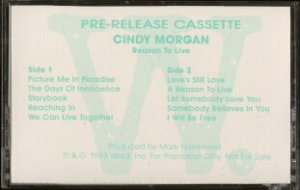 CINDY MORGAN--REASON TO LIVE PRE-RELEASE CASSETTE Cassette Tape