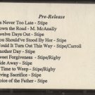 TOM STIPE--NEVER TOO LATE PRE-RELEASE Cassette Tape