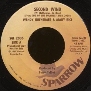 WENDY HOFHEIMER & MARY RICE--"SECOND WIND" (2:32)/"INSTANT BREAKFAST" (1:42) 45 RPM 7" Vinyl