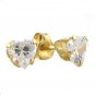 10K Gold .42ct Genuine White Topaz Heart Earrings