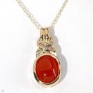 10K Gold Genuine 2.05ctw Agate and Diamond Necklace
