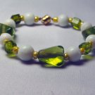 Peridot Green and White Glass Bracelet