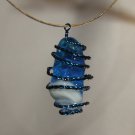 Sky Blue and White Glass Nugget with Twisted Blue Wire Pendant