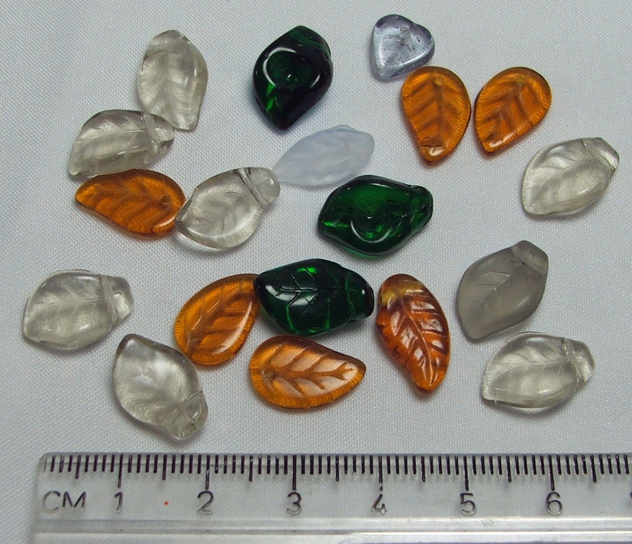 Czech Pressed Glass Leaf-shaped Beads Lot