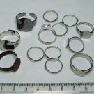 Lot of Adjustable Rings with Flat Cabochon Settings