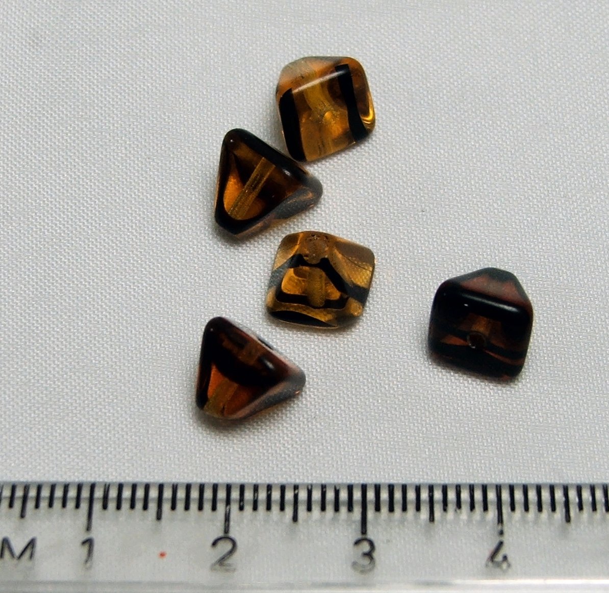 Czech Pressed Glass Amber Pyramid Shaped Beads Lot