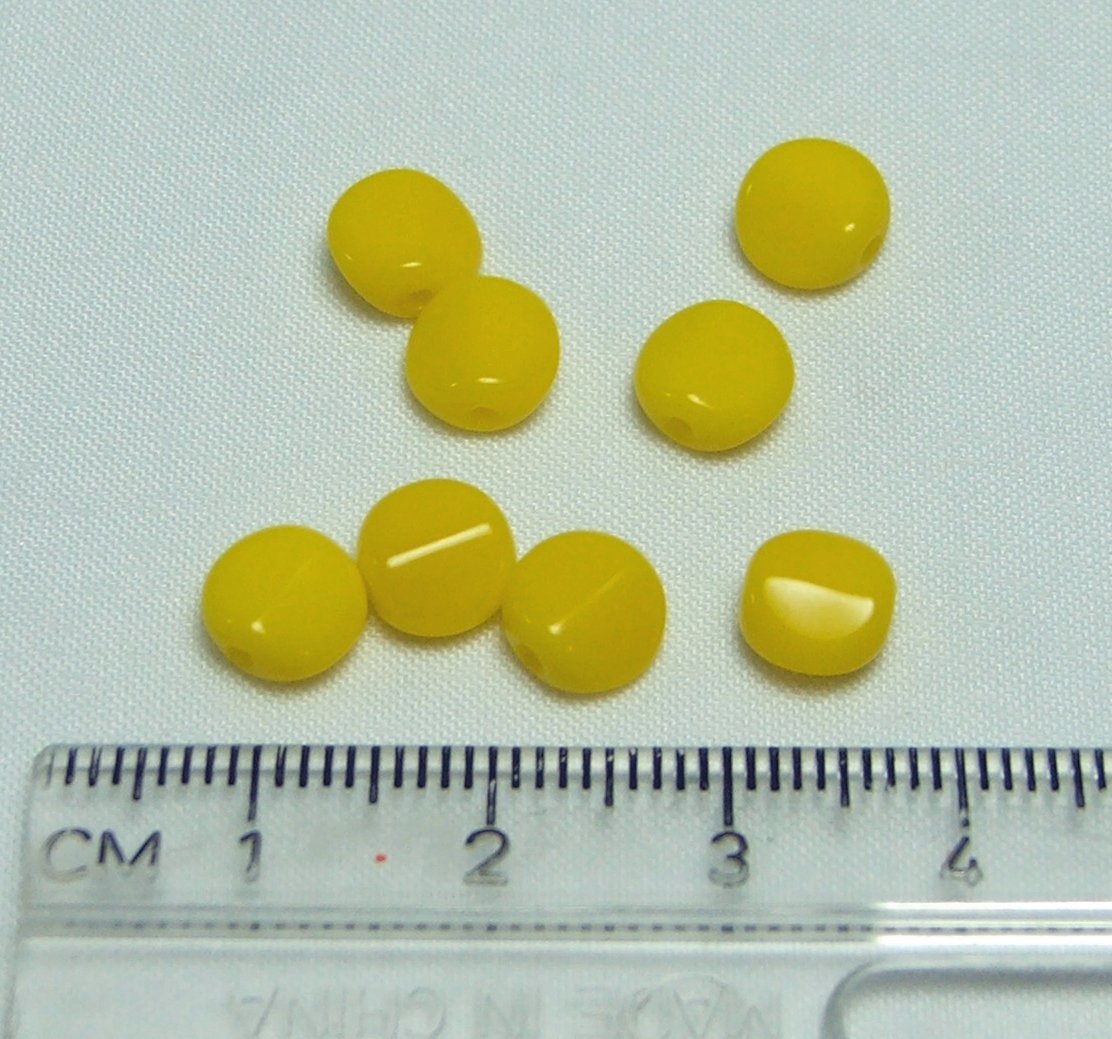 Czech Pressed Glass Small Yellow Coin Shaped Beads Lot