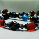Red, Blue, and Black Glass Bead Princess Necklace