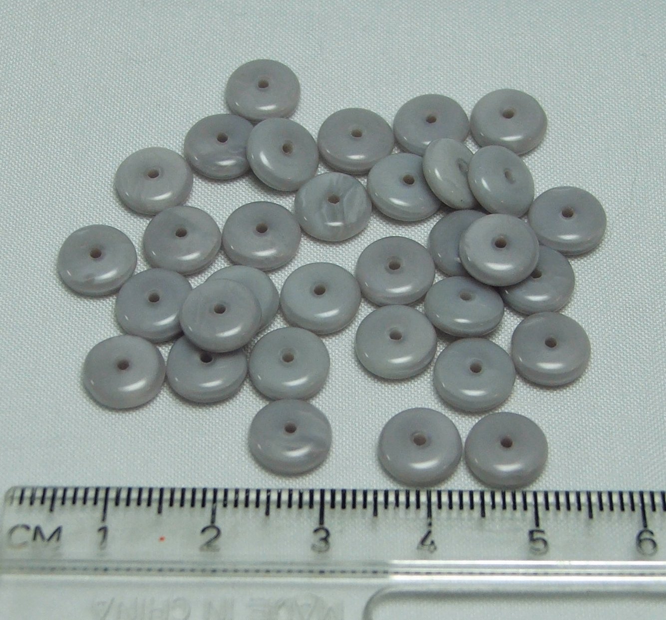 Czech Pressed Glass Dove Grey Spacer Disc Beads Lot