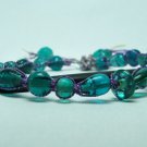 Aqua Glass Bead and Purple Macrame Bracelet