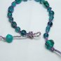 Aqua Glass Bead and Purple Macrame Bracelet